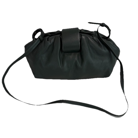 Massimo Dutti Leather Clutch Crossbody Bag Deep Dark Green - Picture 1 of 15